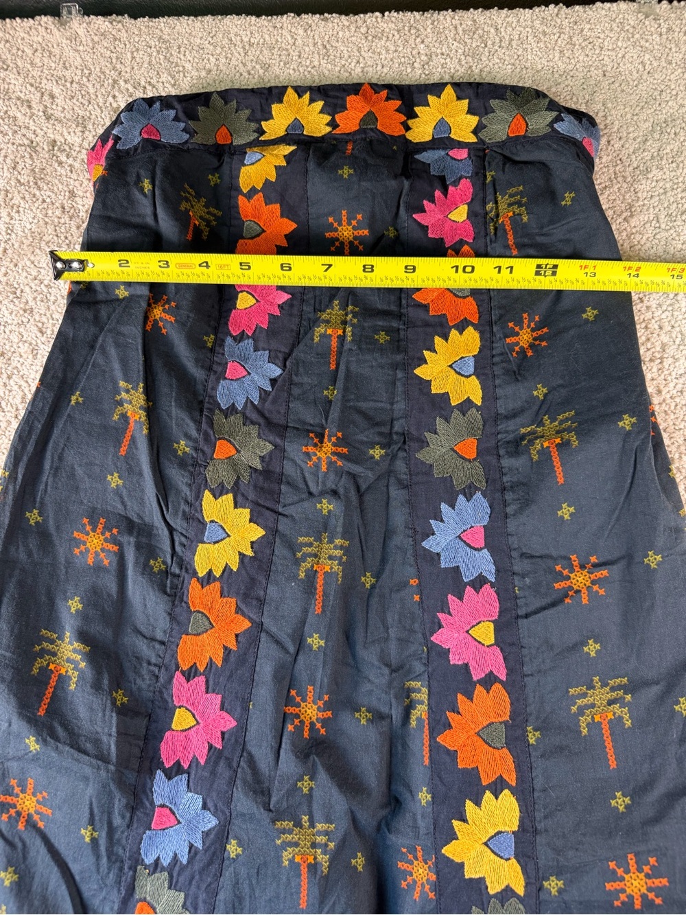 Farm Rio Anthropologie For Embroidered Maxi Dress Black Embroidery Size Small - Picture 9 of 14